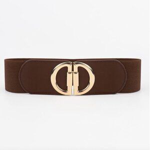 D Elastic Belt Wide Belt Brown